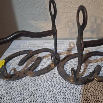 Sale Photo Thumbnail #569: Bookends made from bits and horse shoes