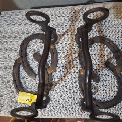 Sale Photo Thumbnail #568: Bookends made from bits and horse shoes