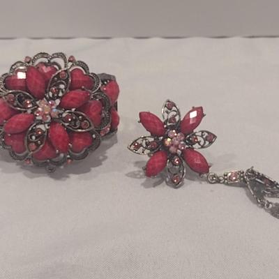 Chunky Colorful Fashion Jewelry Bracelet and Ring Set