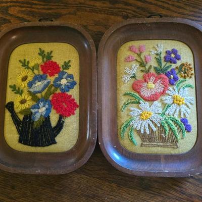 Wood franed embroidery