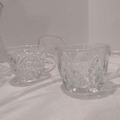 Glass Punch Bowl with Cups and Ladle