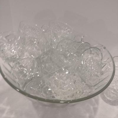Glass Punch Bowl with Cups and Ladle