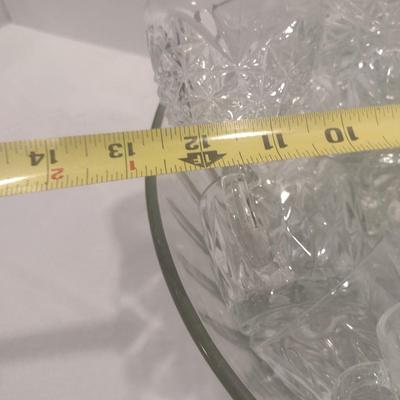 Glass Punch Bowl with Cups and Ladle