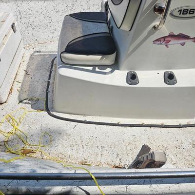 Sale Photo Thumbnail #9: 2003 Blazer Bay 18.5 foot fiber glass boat with 115 hp Yamaha 2 stroke engine with oil reservoir and new 2023 Minn Kota Terrova Trolling motor and starline drive on aluminum trailer. All in good working order.