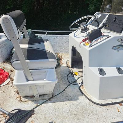 Sale Photo Thumbnail #12: 2003 Blazer Bay 18.5 foot fiber glass boat with 115 hp Yamaha 2 stroke engine with oil reservoir and new 2023 Minn Kota Terrova Trolling motor and starline drive on aluminum trailer. All in good working order.