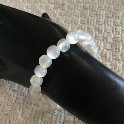 Faux MoonGlow beaded stretch bracelet