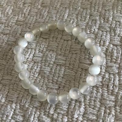 Faux MoonGlow beaded stretch bracelet