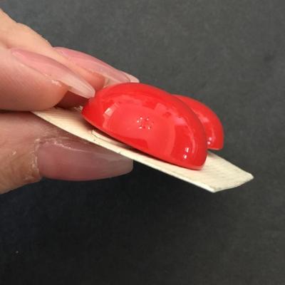 Vintage, genuine, Lucite red domed earrings
