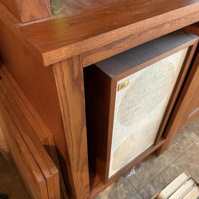 Custom Wood Entertainment Center with 79" LG TV & 4 Acoustic Research Speakers