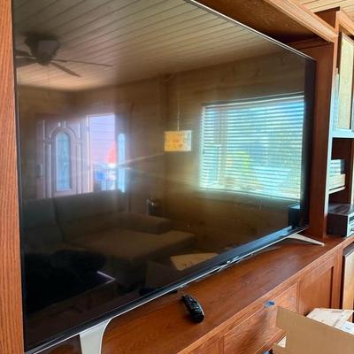 Custom Wood Entertainment Center with 79" LG TV & 4 Acoustic Research Speakers
