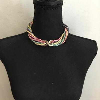 Multicolored stone beaded, braided statement, necklace very cool