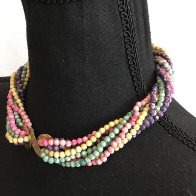 Multicolored stone beaded, braided statement, necklace very cool