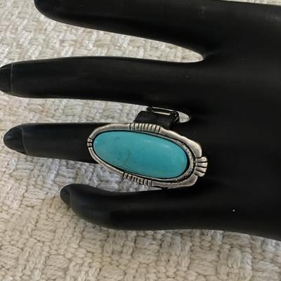Faux turquoise ring, stretch adjustable