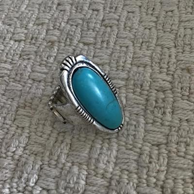 Faux turquoise ring, stretch adjustable