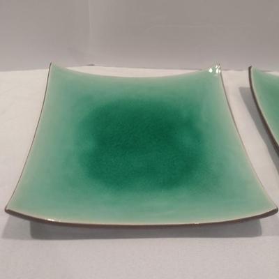 Pair of Large, Glazed Porcelain Dinner Plates- Approx 10 1/2" Wide