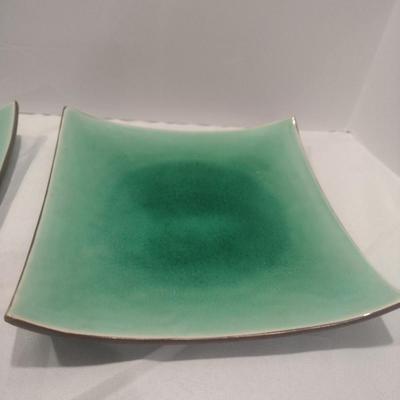 Pair of Large, Glazed Porcelain Dinner Plates- Approx 10 1/2" Wide