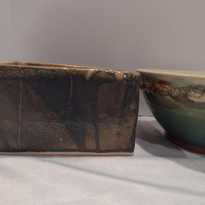 Pair of Glazed Pottery Bowls- Signed by Artists