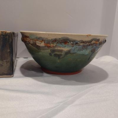Pair of Glazed Pottery Bowls- Signed by Artists