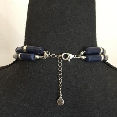 1946 blue and silver toned statement necklace very nice