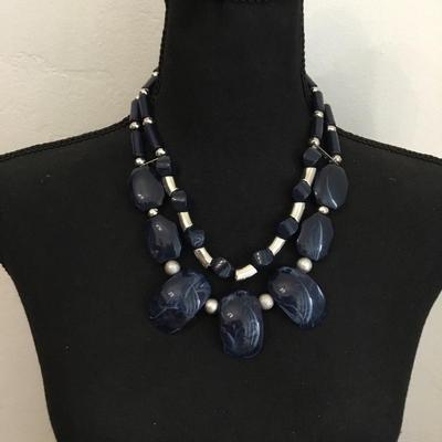 1946 blue and silver toned statement necklace very nice