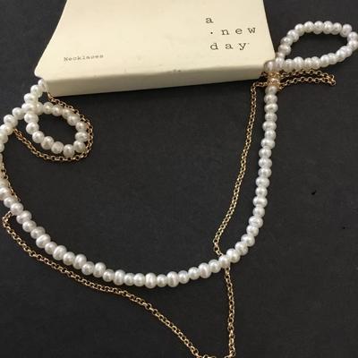 Cute A new day faux pearl layered necklace