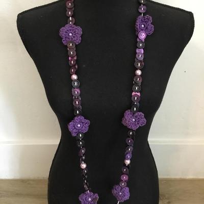 Unique vintage hand, crafted button, flower, necklace