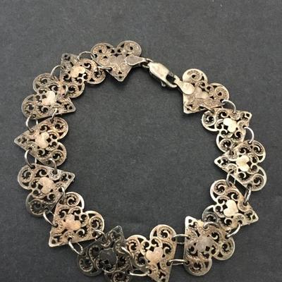 Beautiful vintage, 925 silver heart bracelet