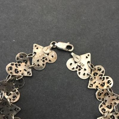 Beautiful vintage, 925 silver heart bracelet