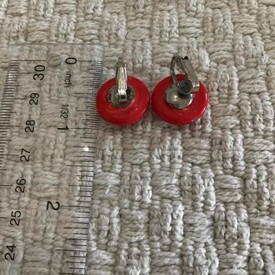 Red clip on earrings