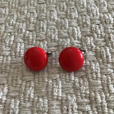 Red clip on earrings