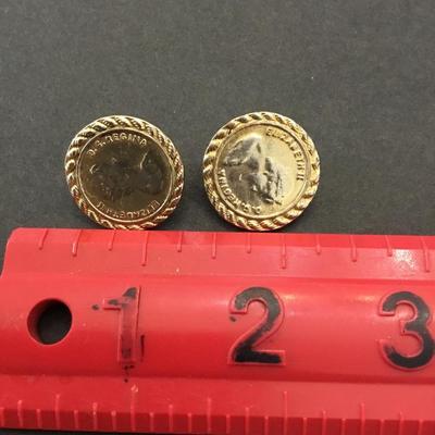 Vintage coin, circular clip on earrings