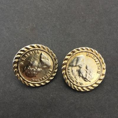 Vintage coin, circular clip on earrings