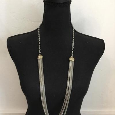 Alfani Beautiful Silvertone multi layered statement necklace