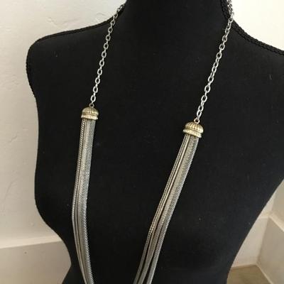 Alfani Beautiful Silvertone multi layered statement necklace