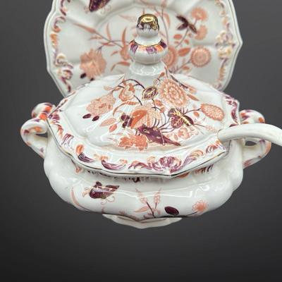 Mid Century Soup Tureen with Ladle And Underplate