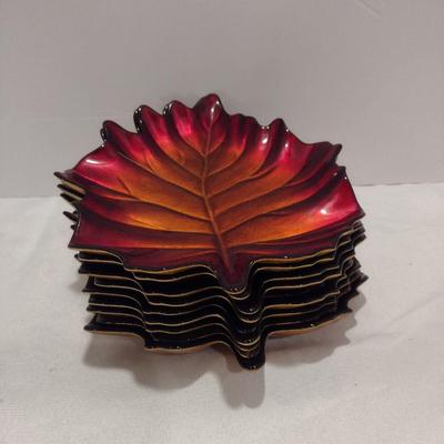 Leaf Shaped Side/Dessert Plates- Approx 9" x 7 1/2"- Nine Pieces