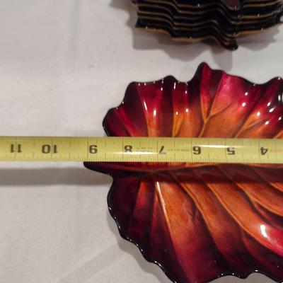 Leaf Shaped Side/Dessert Plates- Approx 9" x 7 1/2"- Nine Pieces