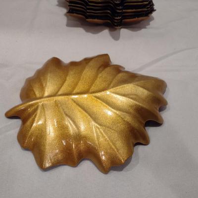 Leaf Shaped Side/Dessert Plates- Approx 9" x 7 1/2"- Nine Pieces