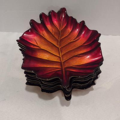 Leaf Shaped Side/Dessert Plates- Approx 9" x 7 1/2"- Nine Pieces
