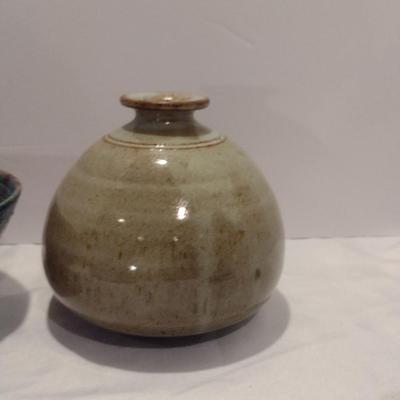 Collection of Glazed Pottery Dishes and Vase