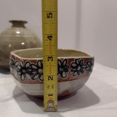 Collection of Glazed Pottery Dishes and Vase