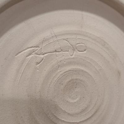 Pottery Centerpiece Bowl with Dragonfly Design- Signed by Artist- Approx 11 3/4" in Diameter
