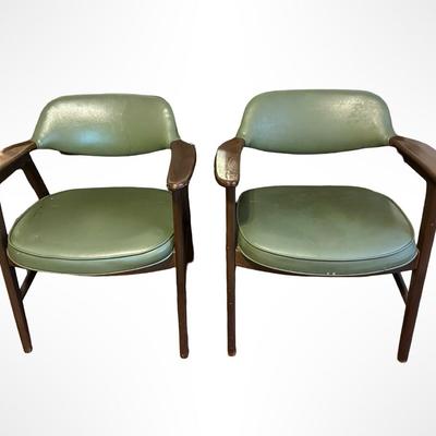 Pair of Mid Century Paoli Chair Company Green Armchairs