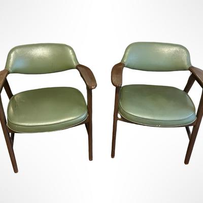 Pair of Mid Century Paoli Chair Company Green Armchairs