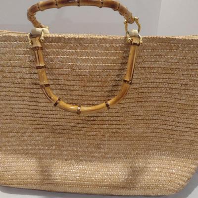 Jennifer Moore Oversized Straw Bag with Bamboo Design Handles