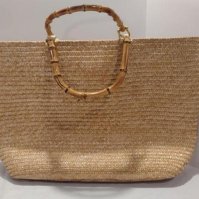 Jennifer Moore Oversized Straw Bag with Bamboo Design Handles