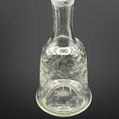 Vintage Etched Glass 8” Decanter with Stopper – Grape & Vine