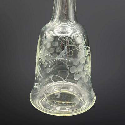 Vintage Etched Glass 8” Decanter with Stopper – Grape & Vine