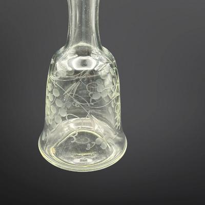 Vintage Etched Glass 8” Decanter with Stopper – Grape & Vine