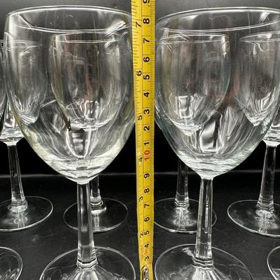 Set of 6 French Clear Stemmed Wine Glasses